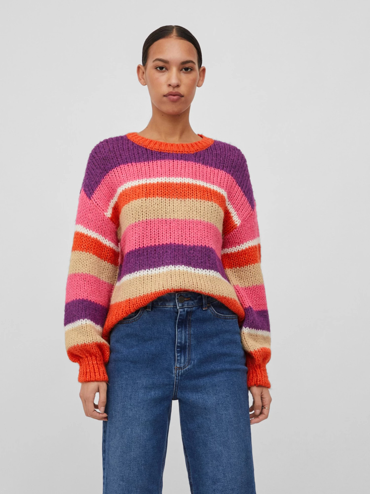 Vila VIAKSINA L/S STRIPE KNIT TOP/SU – Bild 2