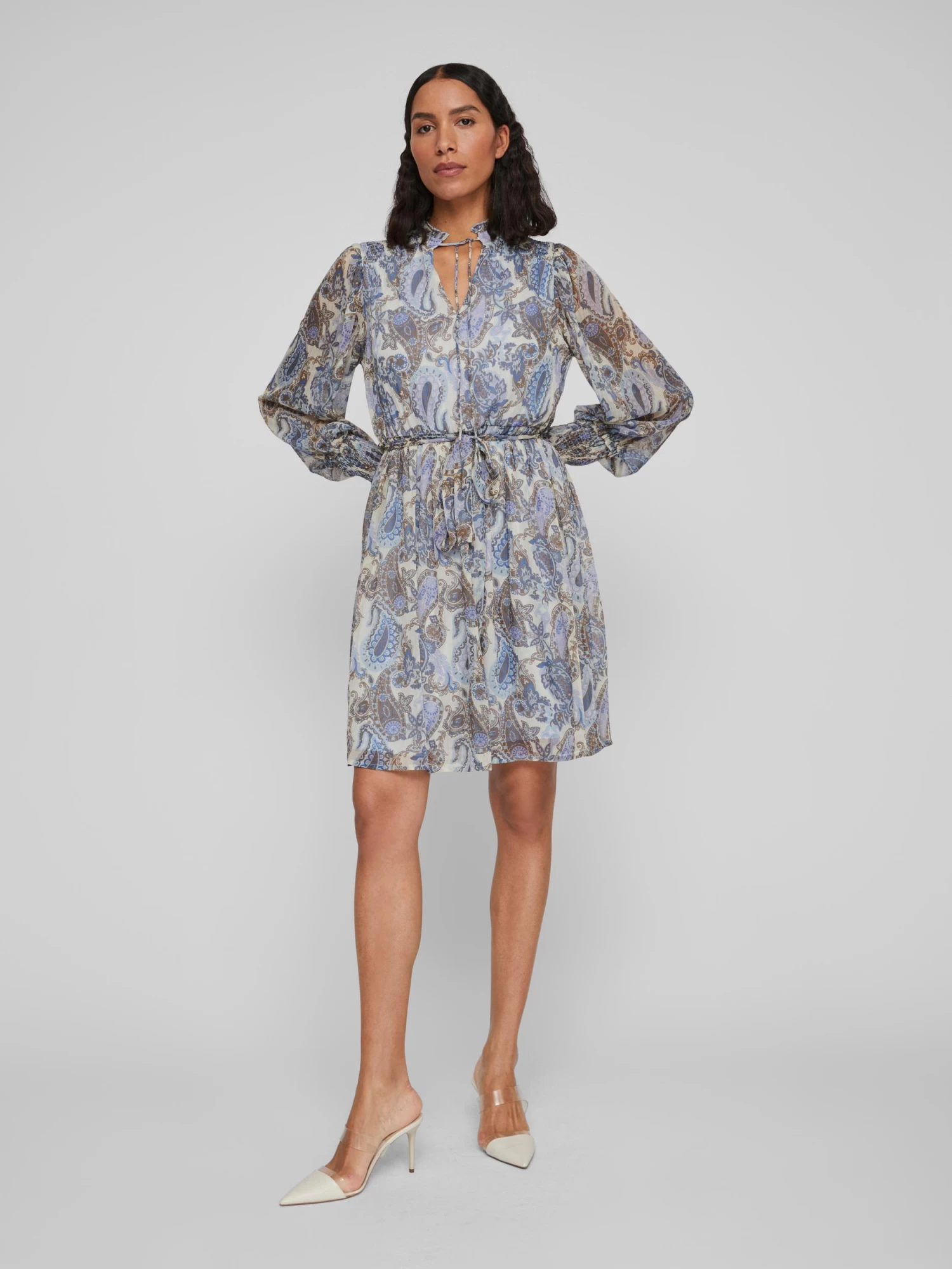 Vila VIAVELINE PAE V-NECK L/S DRESS/SU/LC – Bild 6